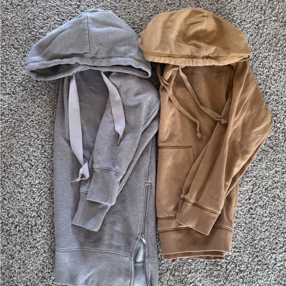 American Eagle Soft Fleece Hoodies in Gray and Camel